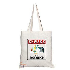 Coralgraph Inc TB1000B Beware of the Bookkeeper Novelty Present Gift Printed Eco-Friendly Stylish Long Handled Tote Shoulder Bag