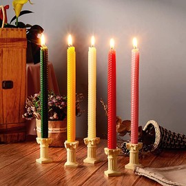 olorvela Beeswax Candles Beeswax Taper Candles Hand-Rolled Pure Beeswax Candlesticks Natural Beeswax Tapers(7 Pair,Christmas Colors, Each Burns 5 Hours)