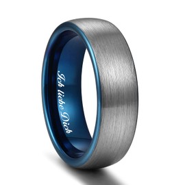 Zakk 6mm 8mm Tungsten Carbide Ring for Men Blue Black Wedding Band Engagement Promise Rings Brushed with Ich liebe Dich Engraved (Black Blue 6mm,Size R 1/2)