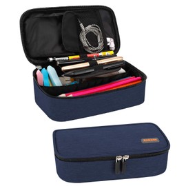 RAGZAN Pencil Case, Large Capacity Pen Case Bag Pouch Holder Stationery Desk Organizer with Zipper for School & Office Supplies(Blue)