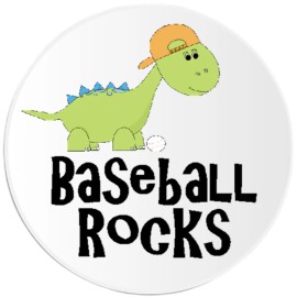 Kiwi Gifts Baseball Rocks Cute Dinosaur - 3 Pack Circle Stickers 3 Inch - Little League
