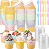 Jingmore 60 Set 4oz Ice Cream Paper Cups with Lids