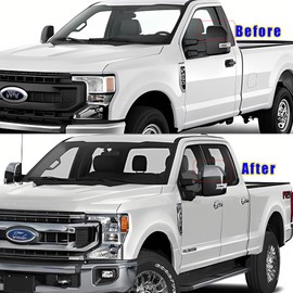 Chrome Exterior Door Top Half Tow Mirror Cap Cover for Ford Super Duty 2017-2025 F250 F350 2017-2022 F450 F550 Snap-on Towing Accessories (Chrome)