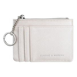 Focenat Women's Small Wallet, Card Holder, Wallet with 8 Compartments and 1 Key Ring, Slim Card Holder with Coin Compartment for Women, Girls, Ladies, silver, Modern