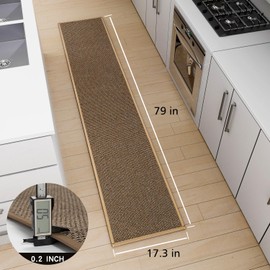 SUMLANS Kitchen Mat 1 PCS, Cushioned Non Slip Rugs for Kitchen Floor, Absorbent Runner Comfort Standing Mats Washable for Kitchen, Office, Home (Brown, 17.3"x79")