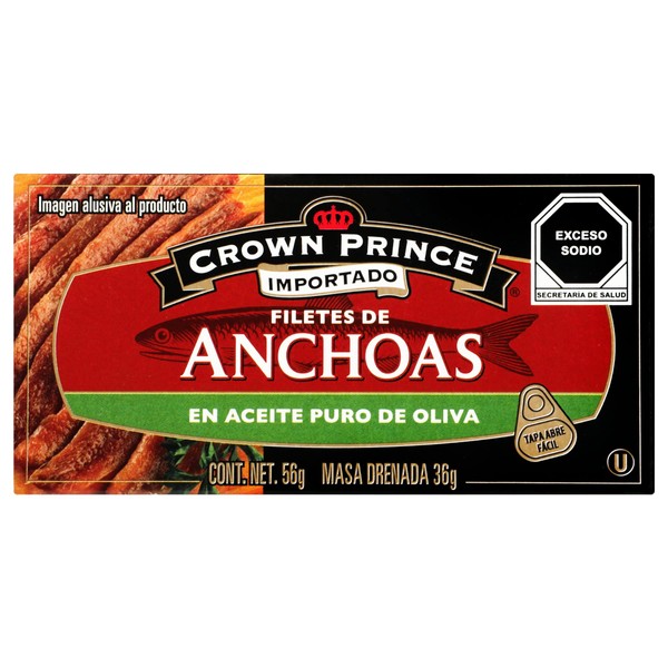 Crown Prince Filete de Anchoas en Aceite Puro de Oliva 56 g