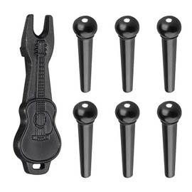 6 PCS Acoustic Guitar Plastic Bridge Pins Pegs with 1 PCS Bridge Pin Puller Remover ，Plastic Acoustic Guitar String Pegs Replacement Tools, Guitar Parts Accessories Kits(Black)