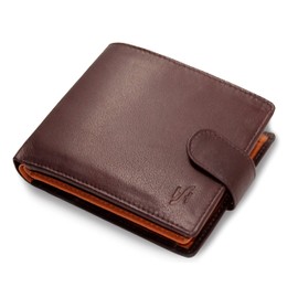 STARHIDE Mens RFID Blocking Compact Real Leather Coin Pocket Billfold Wallet Id Card Holder 1075 Brown Tan
