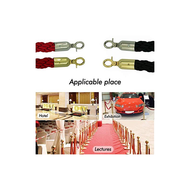 1.5m Twisted Barrier Rope Red/Chrome,Divider Crowd Control Stanchion for Hotel/Bank/Hospital/Playground/Other