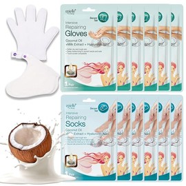 Epielle - Máscaras intensivas para reparar manos y pies, restaurar e hidratar la piel seca, agrietada, regalos de cuidado personal para mujeres, kit de spa, 6 guantes hidratantes y 6 calcetines