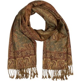 Sakkas Jacquard Paisley Pashmina Shawl Wrap Stole - Celadon Green
