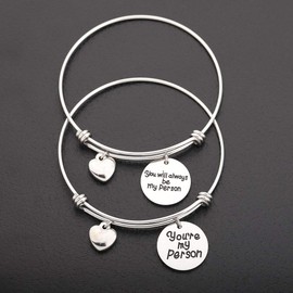 You're My Person You Will Always be My Person Bangle Bracelet BFF Bracelet Valentine's Day Best Friend Gift (you're my person set)