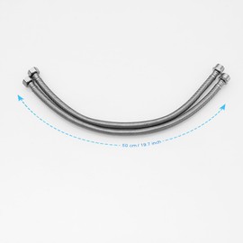 Heable Tap Supply Line Connector G1/2 Female x G1/2 Male 500MM Length 304 Stainless Steel Hose 2Pcs