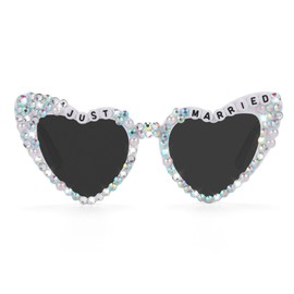 Etercycle Heart Glasses, Heart Shaped Sunglasses For Bachelorette Party, Just Married Rhinestone Women Sunglasses Wedding Bachelorette Gifts For Bride