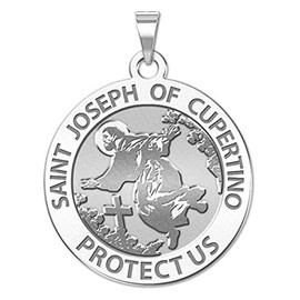 PicturesOnGold.com Saint Joseph of Cupertino Religious Medal Protection Jewelry Gifts for Men & Women - 3/4 Inch Size of a Nickel Sterling Silver - Medal Only