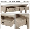 P PURLOVE Sofa Table with Drawers Entryway Table Wood Console