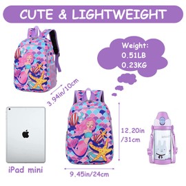 Toddler Backpack For Boys Girls Lightweight Waterproof Kids Backpacks For Preschool Kindergarten Cute Mini Cartoon School Bag,Purple Mermaids