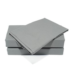 Percale Fitted Sheet Pastel, Polyester-Cotton, Silver Grey, Single