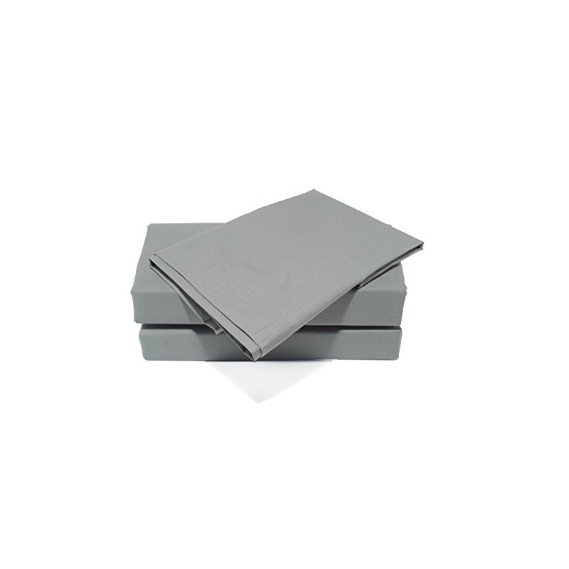 Percale Fitted Sheet Pastel, Polyester-Cotton, Silver Grey, Single