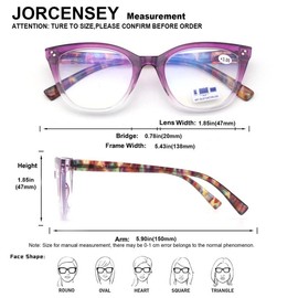 2 Pairs Trendy Oversized Blue Light Reading Glasses for Women,Stylish Square Cat Eye Glasses +3.50