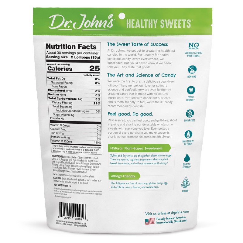 Dr. John’s Sugar Free Candy, Healthy Lollipops with Zero Sugar,