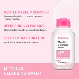 NICEFACE All-in-One Micellar Cleansing Water, Hydrating Facial Cleanser & Makeup Remover, Apply to Face, Eyes and Lips - No Rinse Off, Suitable for Sensitive Skin, Vegan, Cruelty Free (100ml)