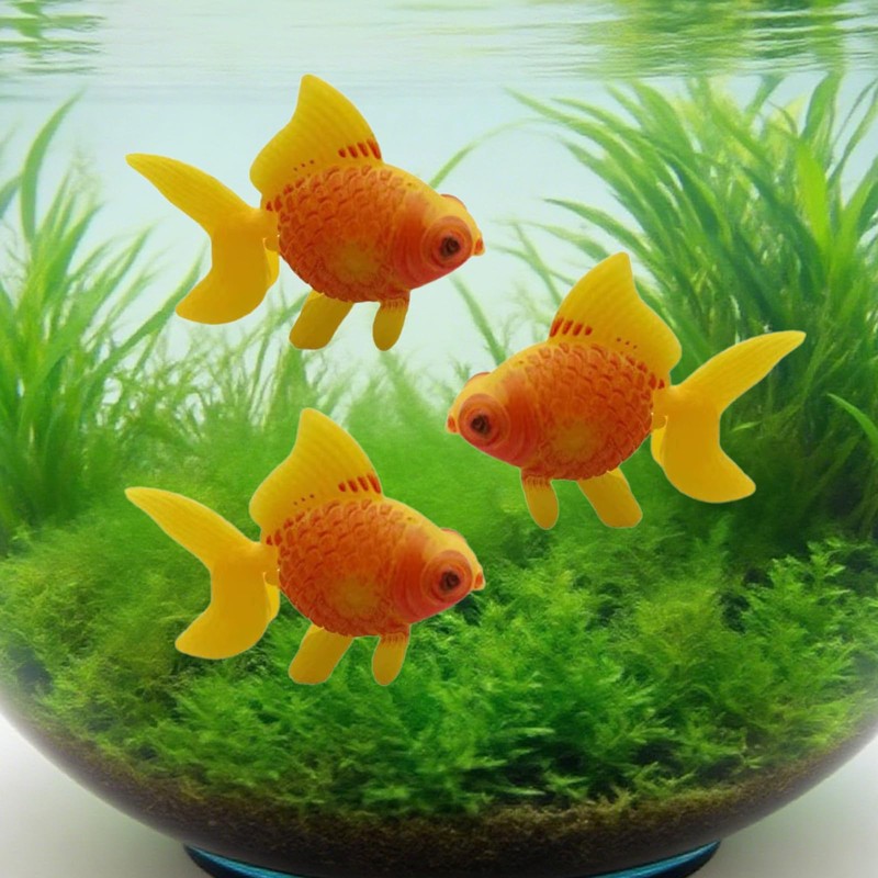 UEKPDM 3 Pcs Artificial Goldfish Moving Aquarium Ornaments - Goldfish