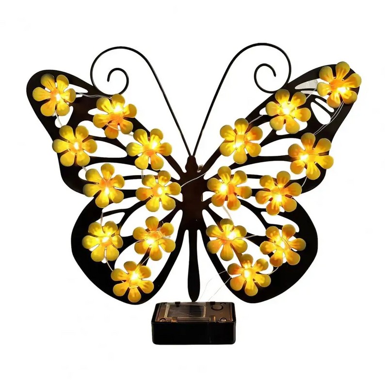 Solar Butterfly Garden Wall Light for Outdoor Decor – LED