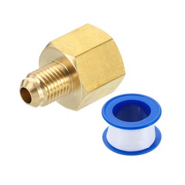 sourcing map Brass Pipe Fitting, 1/4 SAE Male x 3/8 SAE Female Pipe Adapters Flare Tube Fitting for Air Gas Line Refrigeration HVAC