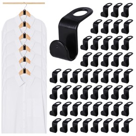MCPINKY 50PCS Hanger Hooks, Clothes Connector Hooks Space Saving Cascading Hangers Black Closet Organizer Hanger Clips for Plastic Hangers