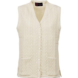 Maan Store Women Sleeveless Button Knitted Cardigan/L-XL Cream