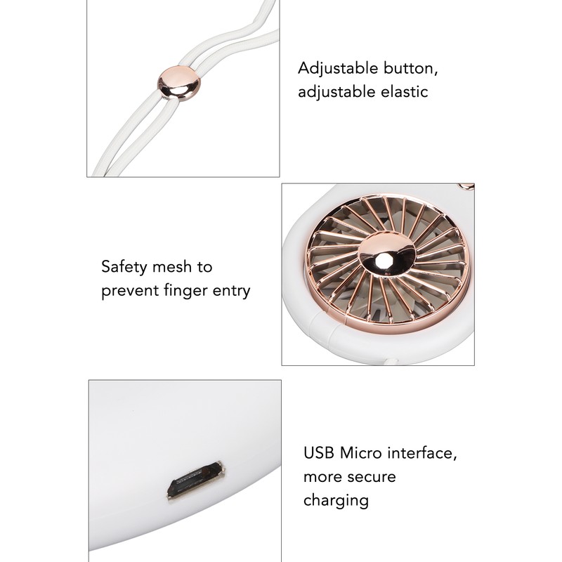 Neck Fan USB Rechargeable Battery 3 Speed Portable Handheld Vertical