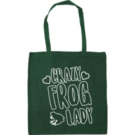 Hippowarehouse Crazy frog lady Tote Shopping Gym Beach Bag 42cm x38cm, 10 litres
