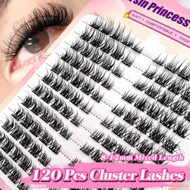 Wimpern Extensions Set 120Pcs 6-11mm Mixed Flu-ffy Cat-Eye Künstliche Wimpern Natürlicher Look Lash Clusters Katzenauge Individuelle Falsche Wimpern Extensions(E04)