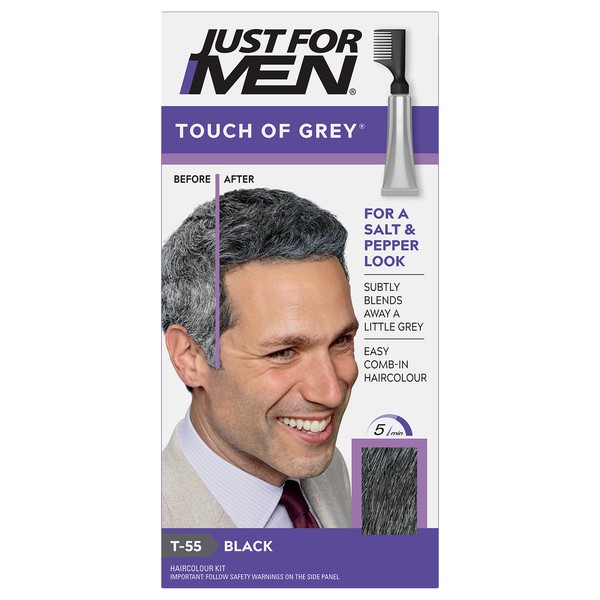 Just For Men Touch of Grey Hair Dye Black T-55, 1 Kit