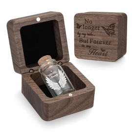 Abooxiu Small Urns for Human Ashes Keepsake Wooden Box 1.65 Inches Mini Glass Urn Cremation Urn Memorial Small Ashes Keepsake Urns Mini Funeral Burial Urn for Adult Males Females Pets - White Wings
