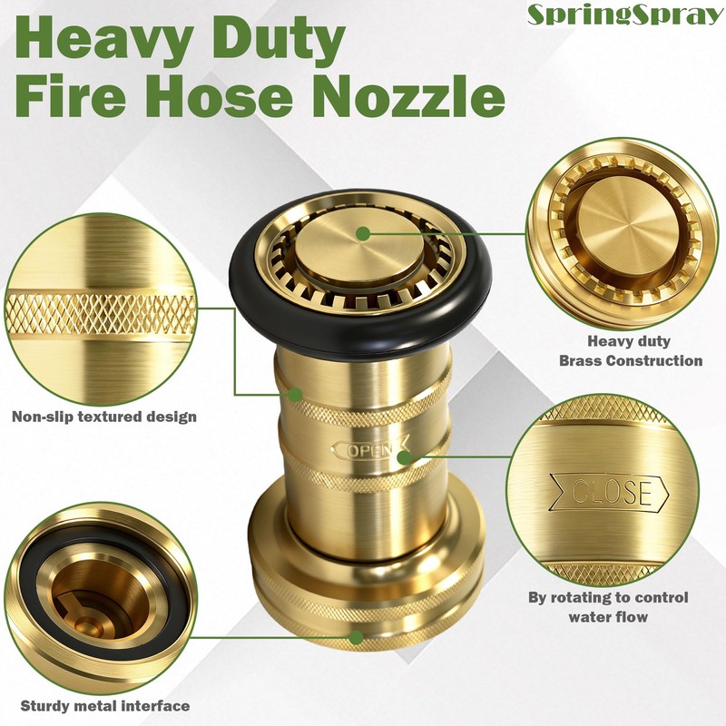 SpringSpray 2" NPSH Fire Hose Nozzle Brass Fire Equipment Heavy