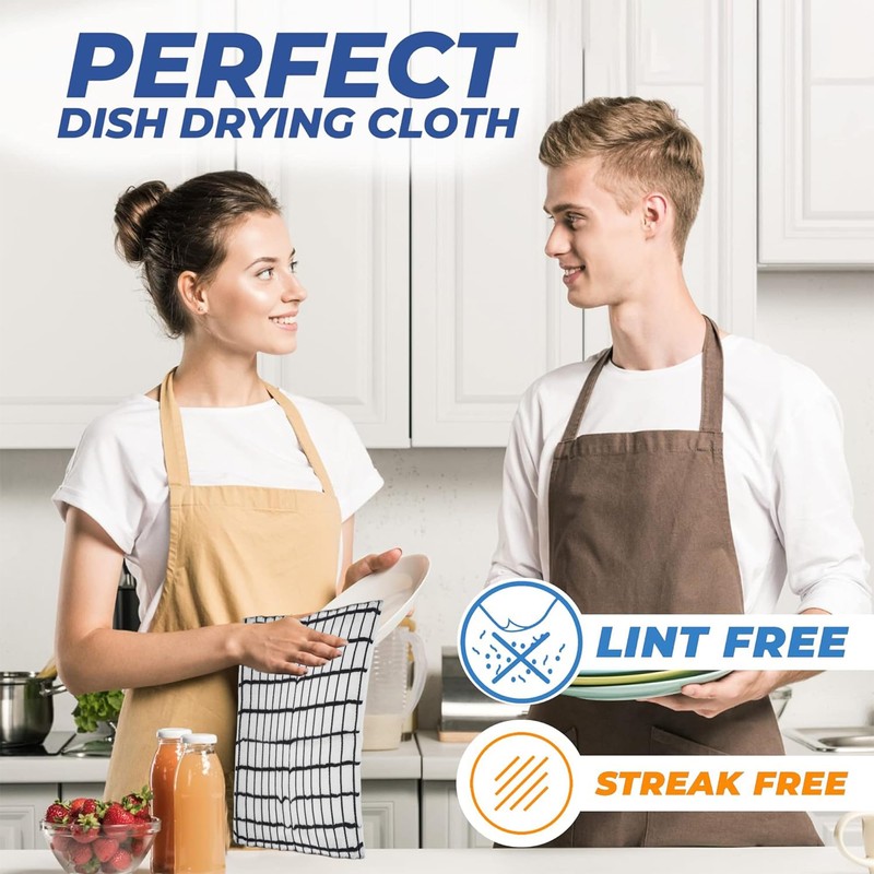 Towelogy® Premium Tea Towels for Kitchen 100% Cotton Lint Free