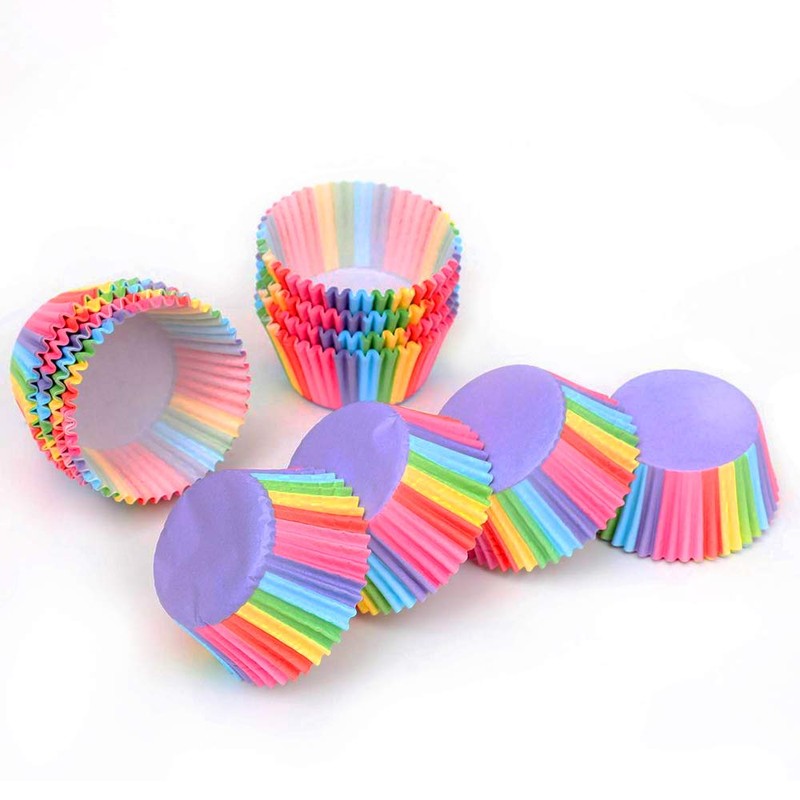 200pcs Rainbow Cupcake Cases Paper Wrapper for Baking Muffin