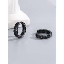 CHENGHONG Viking Valknut Earrings for Men 925 Sterling Silver Black Valknut Hoop Earrings Norse Rune Jewellery for Women Husband