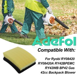 Adefol BP42 Air Filter for Ryobi RY08420 RY08420A with Fuel Lines, Primer Bulb, Fuel Filter, Spark Plug Backpack Blower Repower Kit Replace # 900777005, 30805407, 308054093