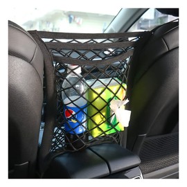 CGEAMDY 3-Layer Car Mesh Organizer, High Flexibility Seat Back Net Bag, Cargo Net, Storage Net for Bottles Purse Tissue Groceries, Barrier of Backseat Kids Pet Storage, Driver Storage Netting Pouch