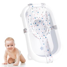 OUDQFCJ baby badewanne net, badewannensitz baby, Verstellbares Badesitznetz, Babybadewannenkissen, rutschfestes Badesitznetz, Babybadewannenmatte, Babybadewannenpolster für Neugeborene (verstellbar)