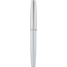 Hong Dian A3 - Pluma estilográfica de aluminio plateado, punta extrafina, diseño de lujo, pluma de escritura suave con convertidor y estuche de metal