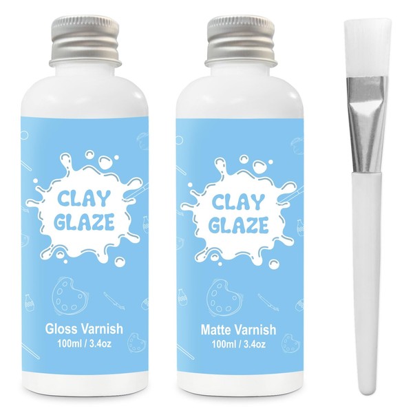 2 x 100ml Air Dry Clay Glaze, Clay Glaze Air