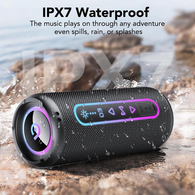 Portable Bluetooth Speaker with Lights, Bluetooth 5.4 Speaker, Powerful Crystal