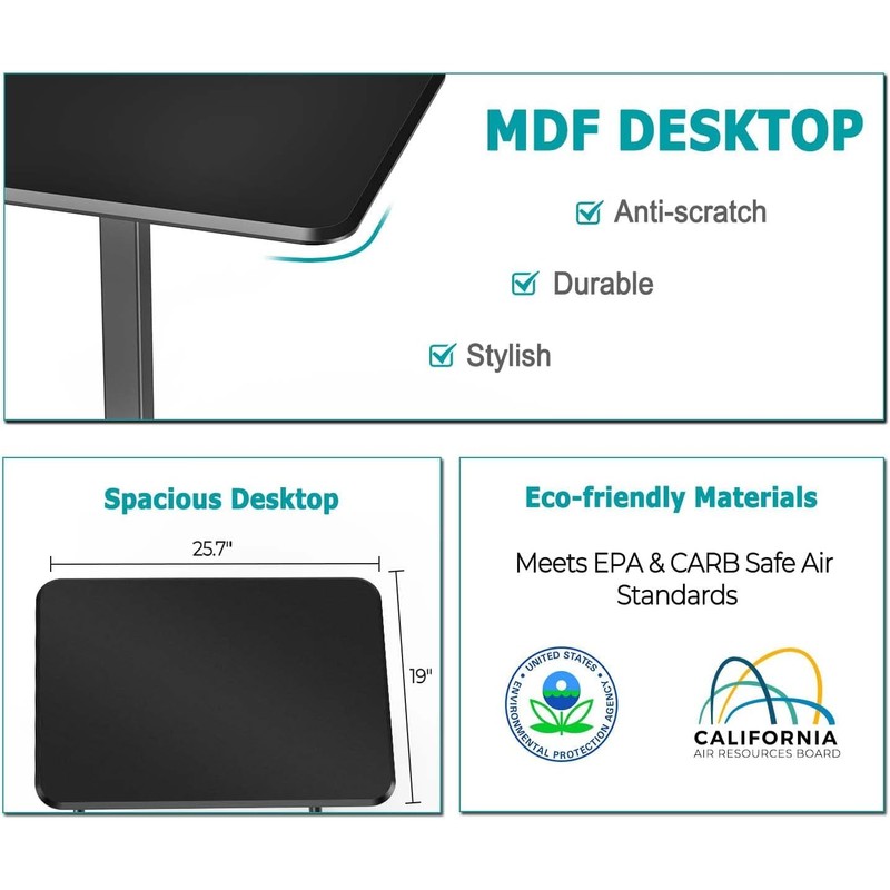 DUMOS Small Standing Desk Mobile Portable Rolling Laptop PC Table