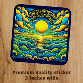 Art Scarlet Begonias Sun Yellow Sky Blue Premium Sticker Grateful Dead Jerry Garcia