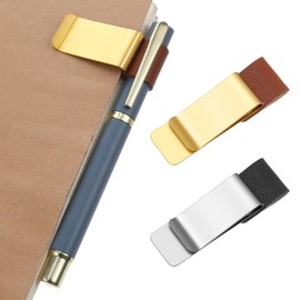 Pen Holder, Set of 2, Notebook, Pen Holder, Stainless Steel Clip, Leather Pen Holder, For Students, Office Supplies, Notebook / Journal, Storage