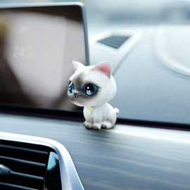YGMONER Cat Bobblehead Ornaments Car Dashboard Shake Head Resin Figurines Car Interior Decoration (Siamese Cat)